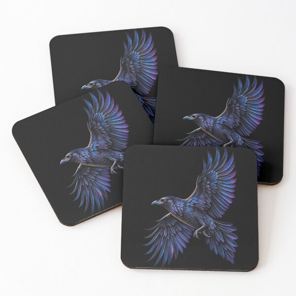 Item preview, Flying Raven Silhouette-Black Bird in Flight Gothic Wildlife Design designed and sold by RockitBaby.