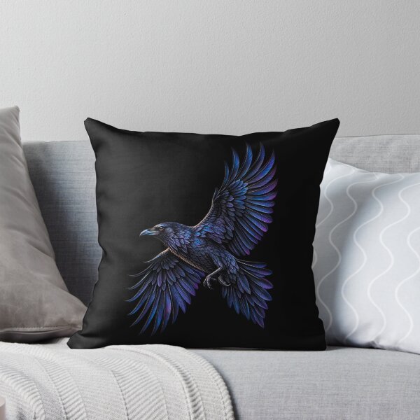 Item preview, Flying Raven Silhouette-Black Bird in Flight Gothic Wildlife Design designed and sold by RockitBaby.