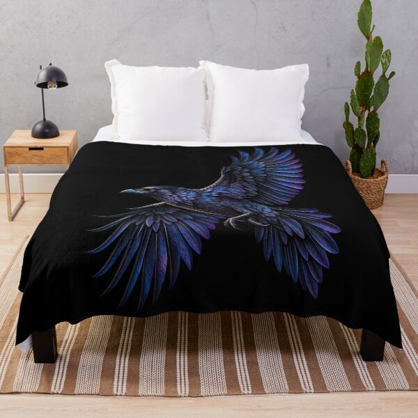 Item preview, Flying Raven Silhouette-Black Bird in Flight Gothic Wildlife Design designed and sold by RockitBaby.