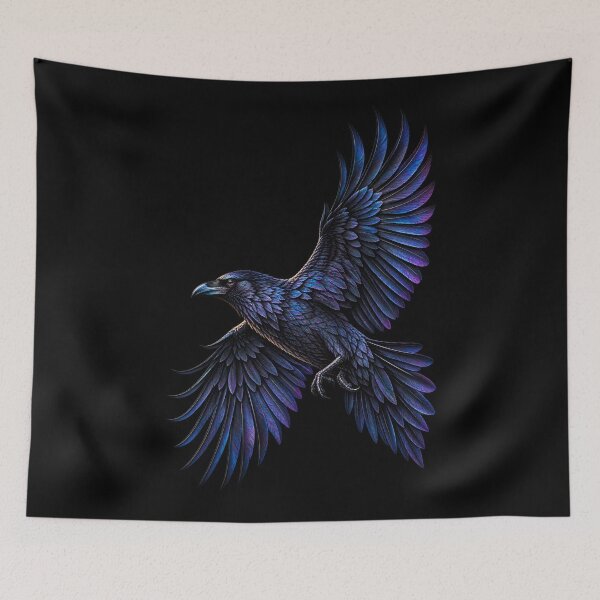 Item preview, Flying Raven Silhouette-Black Bird in Flight Gothic Wildlife Design designed and sold by RockitBaby.
