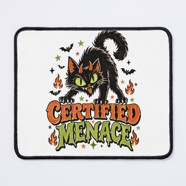 Item preview, Certified Menace Demon Black Cat Retro Halloween Shirt designed and sold by PhelipeCasanova.