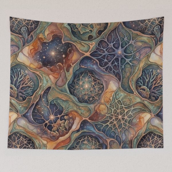 Item preview, Cosmic Sacred Geometry Organic Alchemy Seamless Pattern designed and sold by ChinzorigBAY.