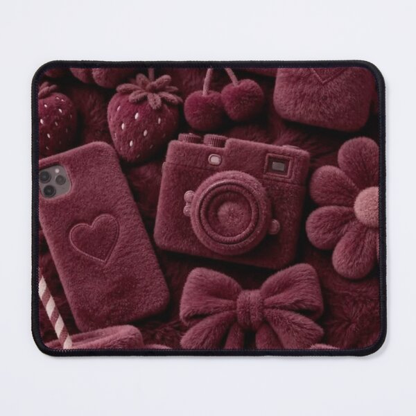 Item preview, Burgundy Fuzzy Aesthetic Flat Lay – Plush Girly Everything Pattern Design designed and sold by EatPrayLive.