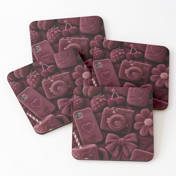 Item preview, Burgundy Fuzzy Aesthetic Flat Lay – Plush Girly Everything Pattern Design designed and sold by EatPrayLive.