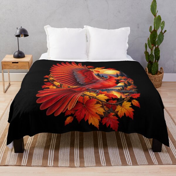 Item preview, Flying Cardinal Autumn Fall Foliage-Sunset Bird Wildlife Nature Design designed and sold by RockitBaby.