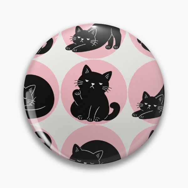 Item preview, Nine Black Cats in Pink Circles — Cute Cat Pattern designed and sold by MIKRULA.