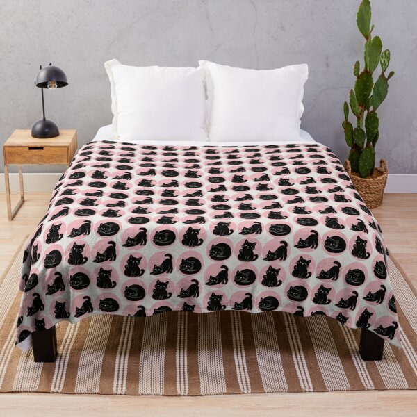 Item preview, Nine Black Cats in Pink Circles — Cute Cat Pattern designed and sold by MIKRULA.