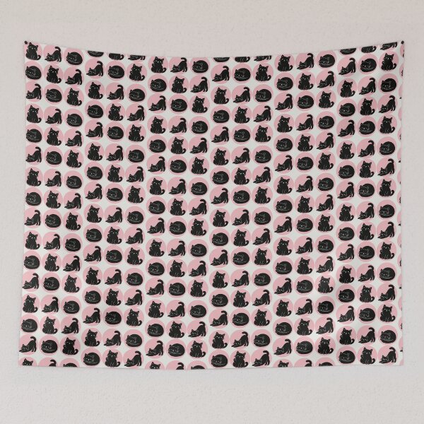 Item preview, Nine Black Cats in Pink Circles — Cute Cat Pattern designed and sold by MIKRULA.