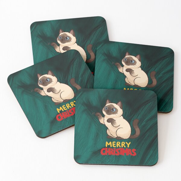 Item preview, Cute Siamese Cat Merry Christmas Holiday Art designed and sold by stormk10.