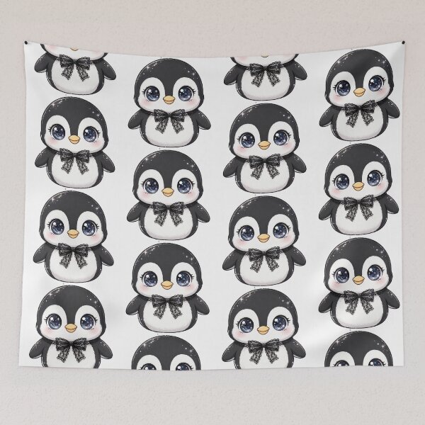Item preview, Cute penguin with black lace bow tie designed and sold by priyankajustine.