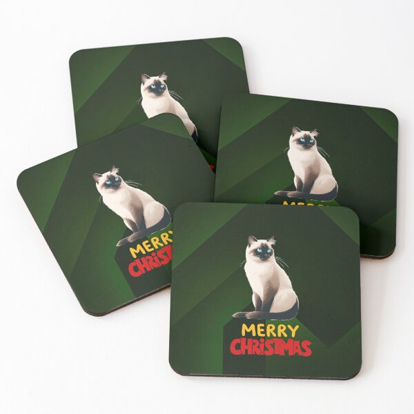 Item preview, Cute Siamese Cat Merry Christmas Holiday Art designed and sold by stormk10.