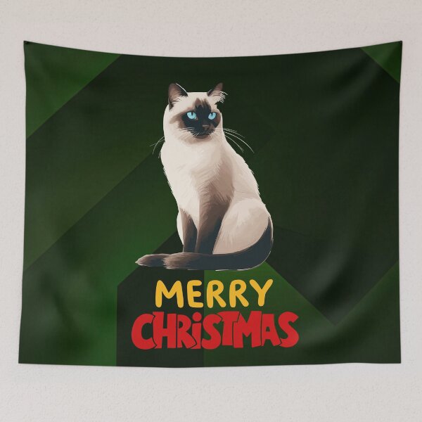 Item preview, Cute Siamese Cat Merry Christmas Holiday Art designed and sold by stormk10.