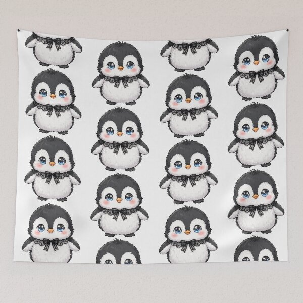 Item preview, Cute penguin with black lace bow tie designed and sold by priyankajustine.
