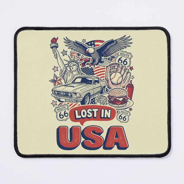 Item preview, Lost In USA Retro Americana Comic Doodle Art designed and sold by Ada’s Mystic Atelier .
