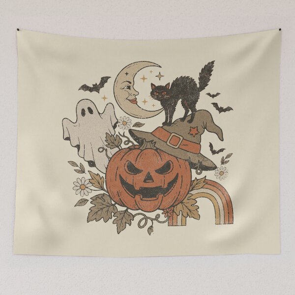 Item preview, Vintage Halloween Black Cat Ghost Pumpkin. designed and sold by EunsooLee.