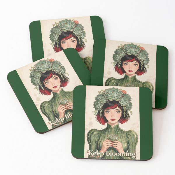 Item preview, Keep Blooming Cactus Girl – Vintage Succulent Botanical Crown Art designed and sold by Hen-C-Art.