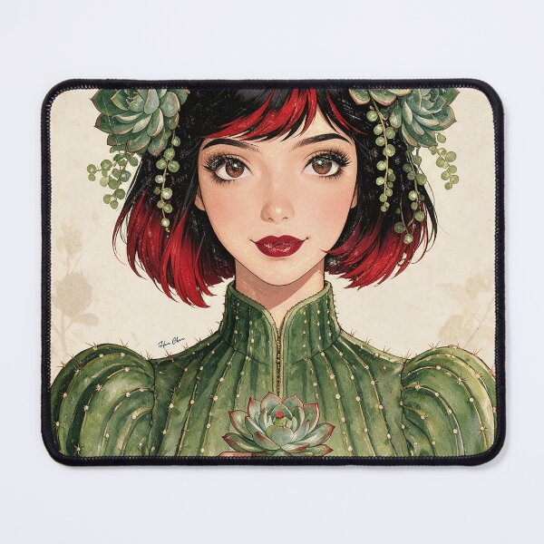 Item preview, Keep Blooming Cactus Girl – Vintage Succulent Botanical Crown Art designed and sold by Hen-C-Art.