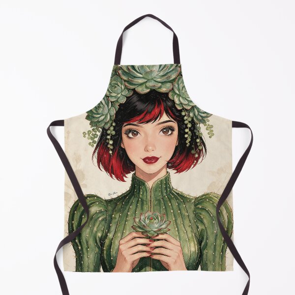 Item preview, Keep Blooming Cactus Girl – Vintage Succulent Botanical Crown Art designed and sold by Hen-C-Art.