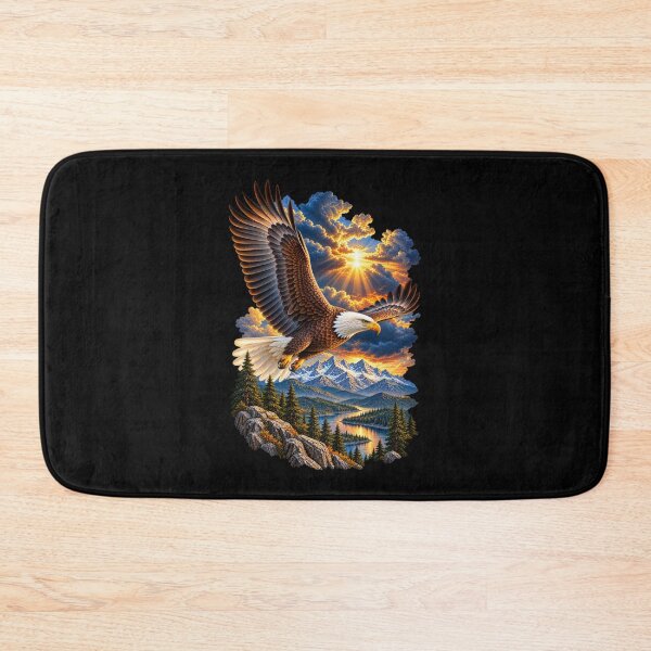 Item preview, Eagle Flying Beneath Dramatic Sky-Bald Eagle Mountain Wildlife Design designed and sold by RockitBaby.
