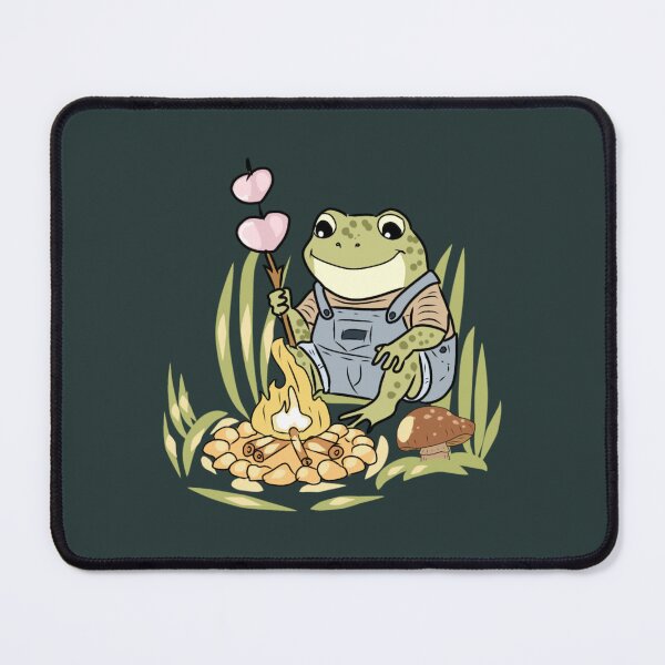 Item preview, Cute Cottagecore Frog Roasting Marshmallows Forest Picnic Illustration designed and sold by LeshanArt.