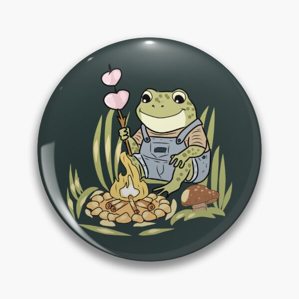 Item preview, Cute Cottagecore Frog Roasting Marshmallows Forest Picnic Illustration designed and sold by LeshanArt.