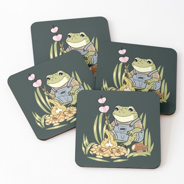 Item preview, Cute Cottagecore Frog Roasting Marshmallows Forest Picnic Illustration designed and sold by LeshanArt.