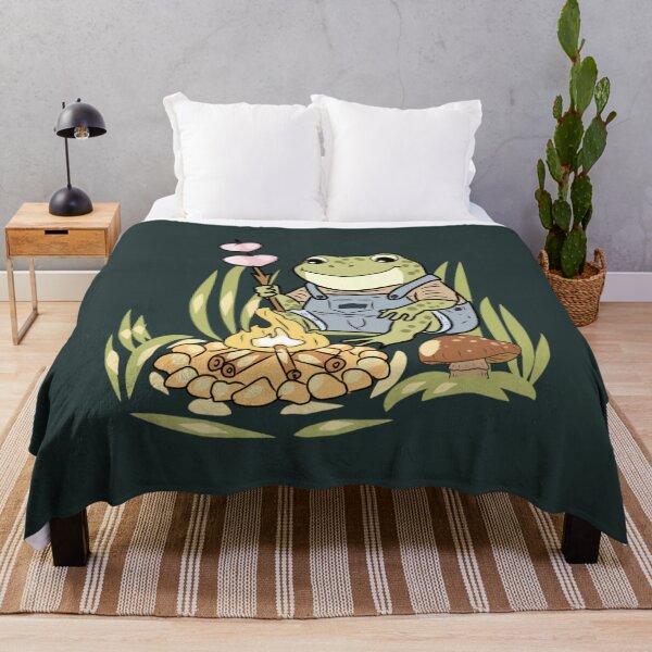 Item preview, Cute Cottagecore Frog Roasting Marshmallows Forest Picnic Illustration designed and sold by LeshanArt.