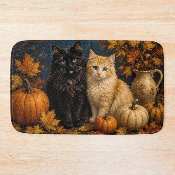 Item preview, Vintage Halloween Black Cats and Pumpkins – Autumn Gothic Cat Art designed and sold by Mama Leenah.