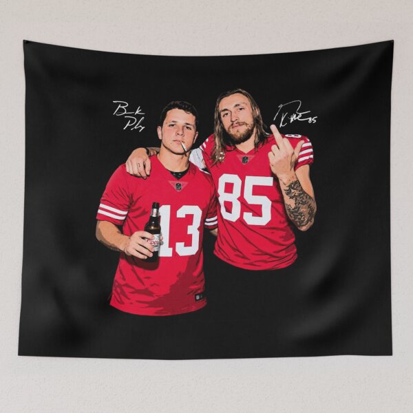 Item preview, Brock Purdy-George Kittle 49ers Smoking And Drinking Middle Finger Funny designed and sold by ruhiredve.