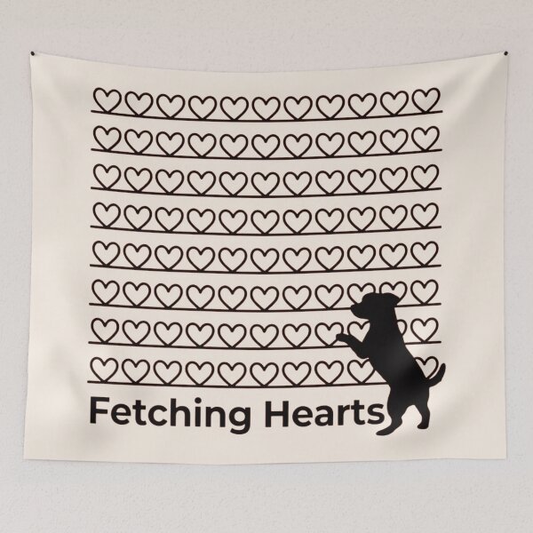 Item preview, Fetching Hearts Cute Dog Silhouette Retro Heart Pattern designed and sold by ANJ Creative Designs.