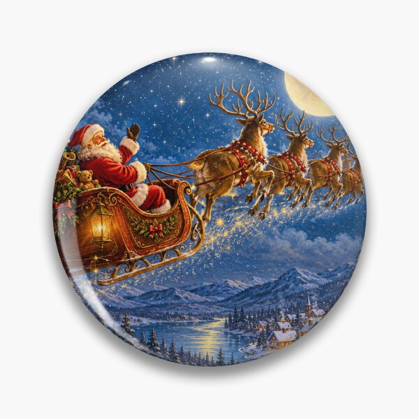 Item preview, Vintage Santa Claus Flying Sleigh Christmas Night Sky designed and sold by lavanya11.