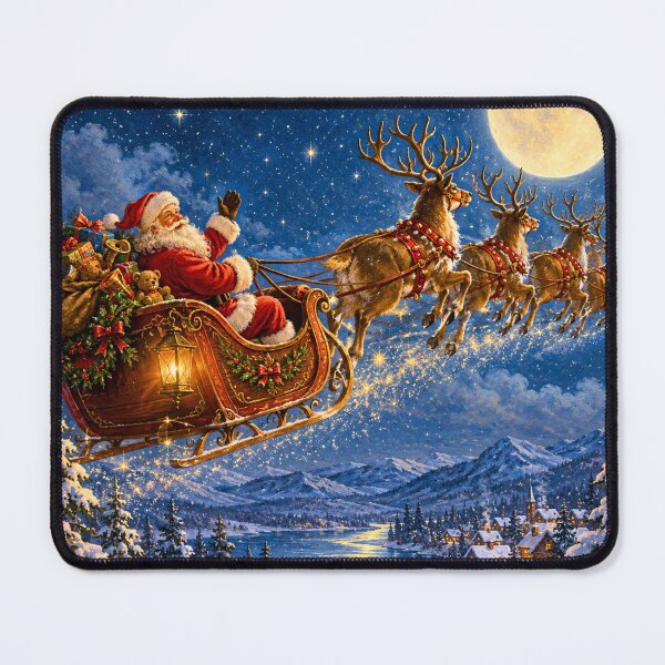 Item preview, Vintage Santa Claus Flying Sleigh Christmas Night Sky designed and sold by lavanya11.