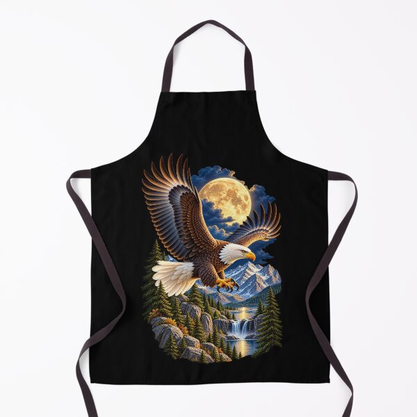 Item preview, Bald Eagle Beneath Full Moon-Moonlit Mountain Wildlife Nature Design designed and sold by RockitBaby.