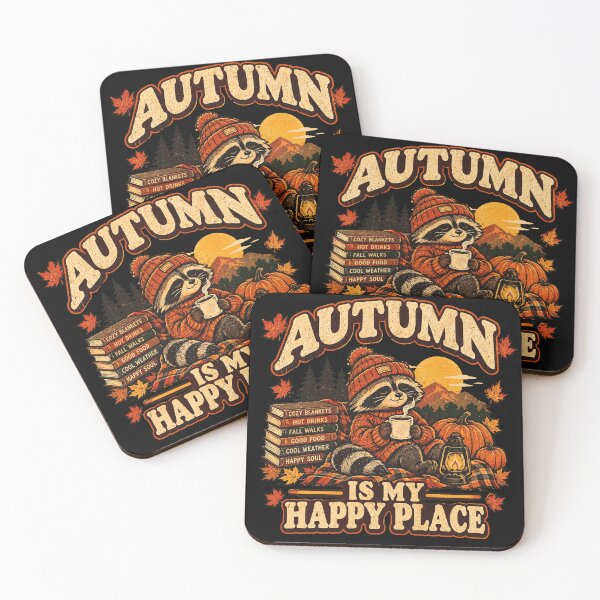 Item preview, Autumn Is My Happy Place – Cozy Fall Raccoon designed and sold by desiigned.