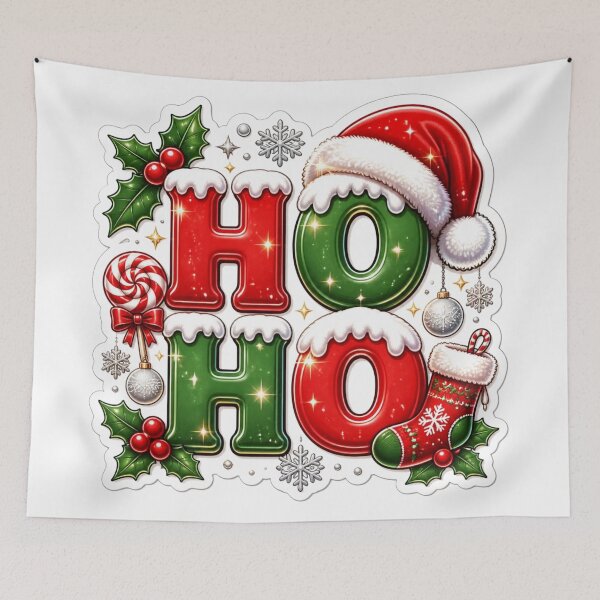 Item preview, Festive Christmas HO HO HO Typography Design designed and sold by MargaretPolanco.