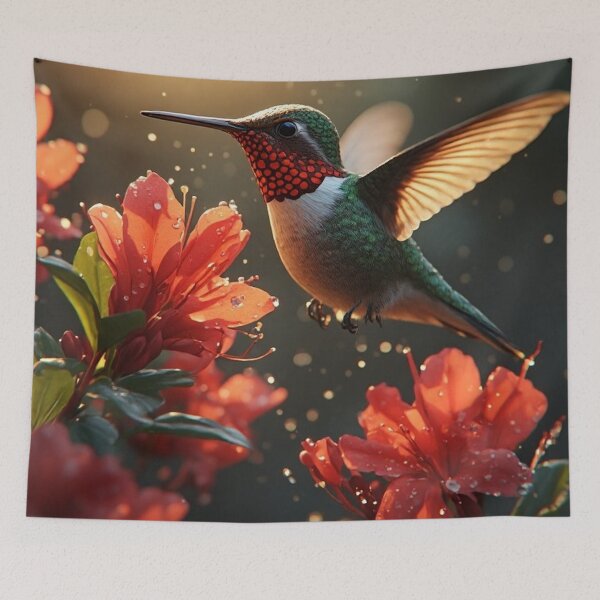 Item preview, Ruby-Throated Hummingbird Garden designed and sold by CreekSideCreat.