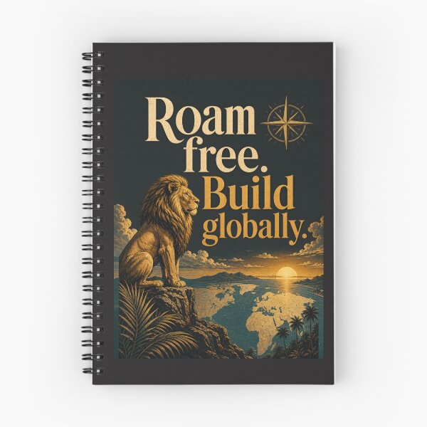 Item preview, Roam Free Build Globally Digital Nomad Lion Entrepreneur Travel Design designed and sold by Bennie Singh.