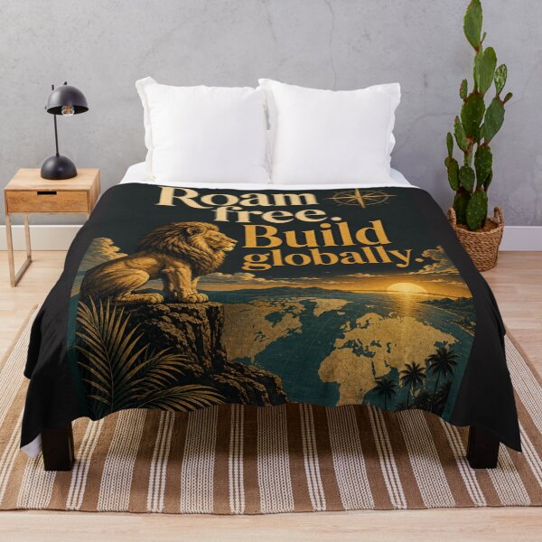 Item preview, Roam Free Build Globally Digital Nomad Lion Entrepreneur Travel Design designed and sold by Bennie Singh.