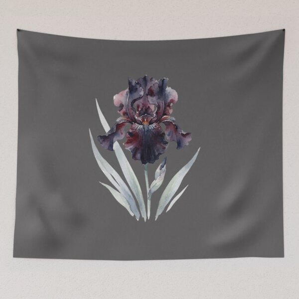 Item preview, Dark Purple Watercolor Iris Flower Botanical Art designed and sold by bvdesignart.