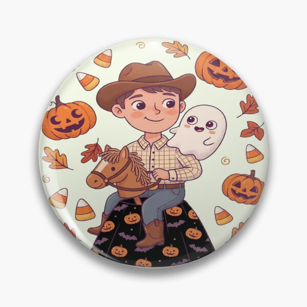 Item preview, Cute Cowboy Halloween with Ghost and Toy Horse designed and sold by Dhiraaj.