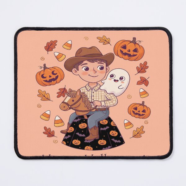 Item preview, Cute Cowboy Halloween with Ghost and Toy Horse designed and sold by Dhiraaj.