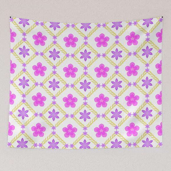 Item preview, Pink and Purple Floral Geometric Lattice Seamless Pattern designed and sold by Ei-Ei.