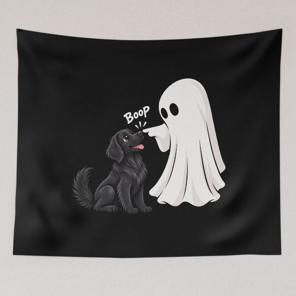Item preview, Funny Ghost Flat-Coated Retriever Dog Boop Halloween Design Mom Dad designed and sold by rafaeltto.