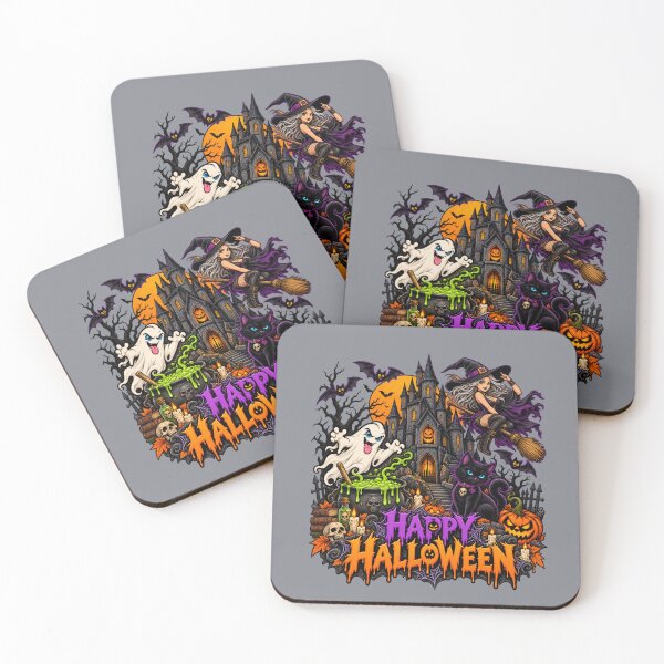 Item preview, Happy Halloween – Haunted Castle Witch & Black Cat designed and sold by Aimetoi.