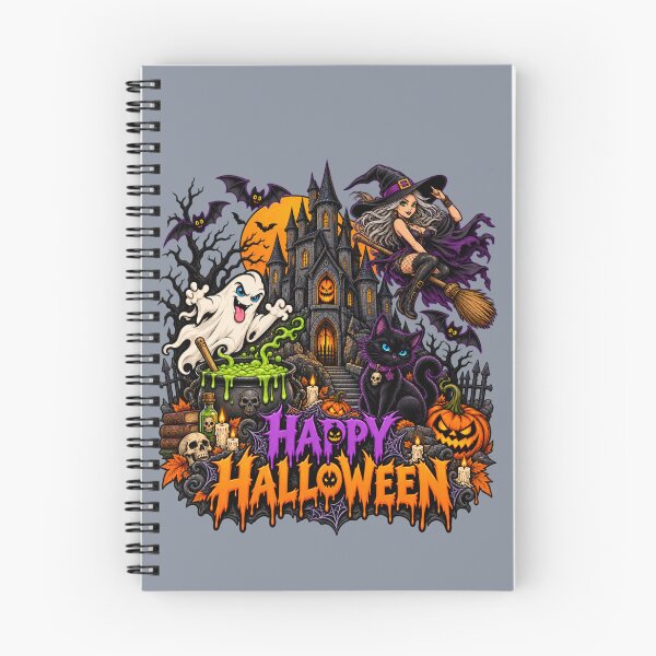 Item preview, Happy Halloween – Haunted Castle Witch & Black Cat designed and sold by Aimetoi.