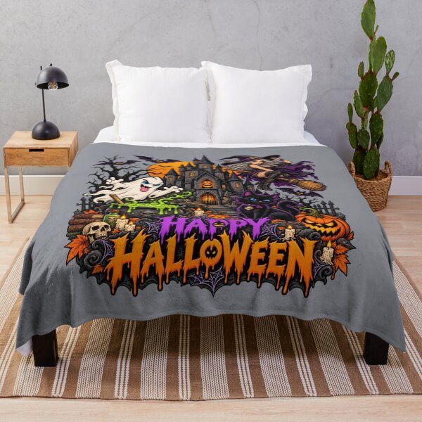 Item preview, Happy Halloween – Haunted Castle Witch & Black Cat designed and sold by Aimetoi.