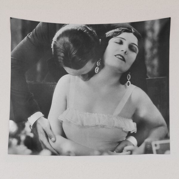 Item preview, The Kiss, 1920's romantic couple in love vintage flapper and philosopher black and white art deco photograph designed and sold by Astrid Arkhangelsky.
