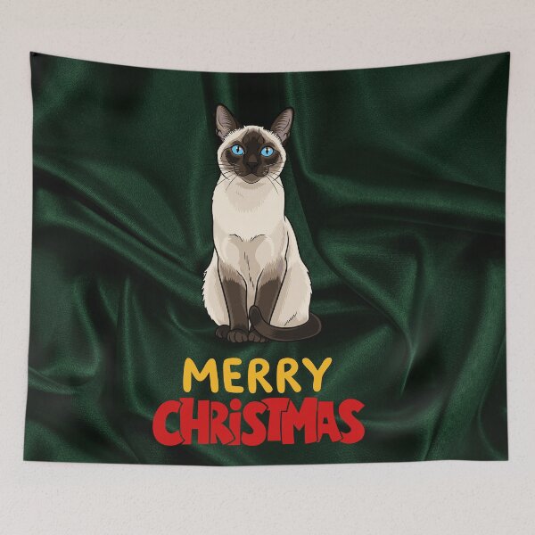 Item preview, Cute Siamese Cat Merry Christmas Holiday Art designed and sold by stormk10.