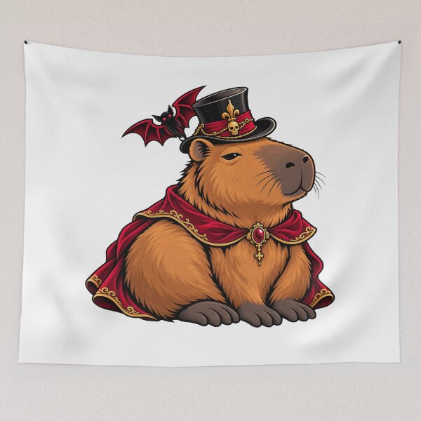 Item preview, Vampire Capybara Count Halloween - Cute Gothic Bat Top Hat Sticker designed and sold by VYBEHAUS.