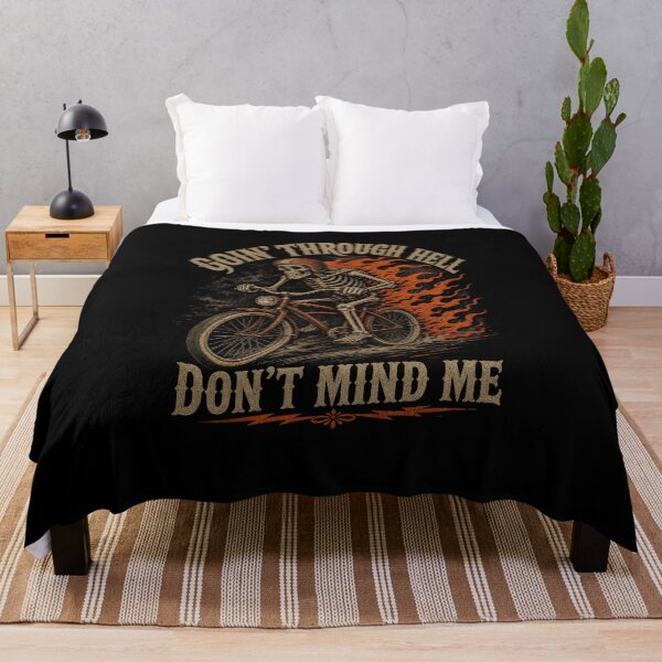 Item preview, Goin Through Hell Dont Mind Me Vintage Skeleton Riding Bike Retro Flames Art designed and sold by Fatherday.